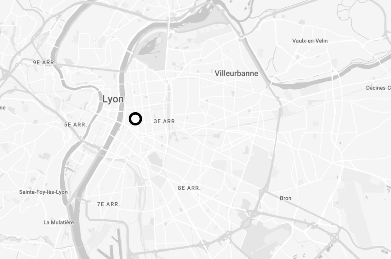 Map du centre racine carrée à Lyon