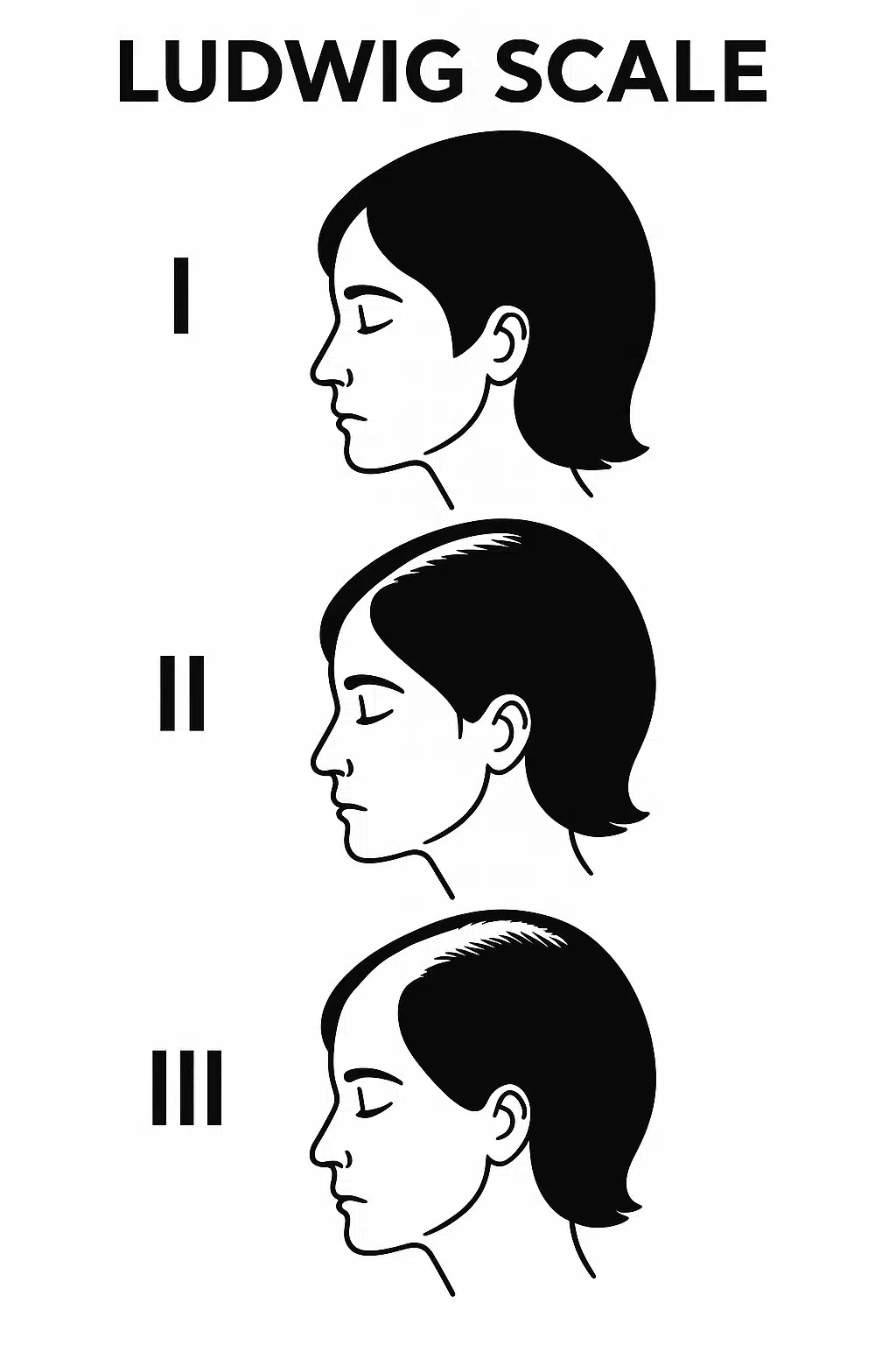 représentation des 3 stades de l'echelle de ludwig